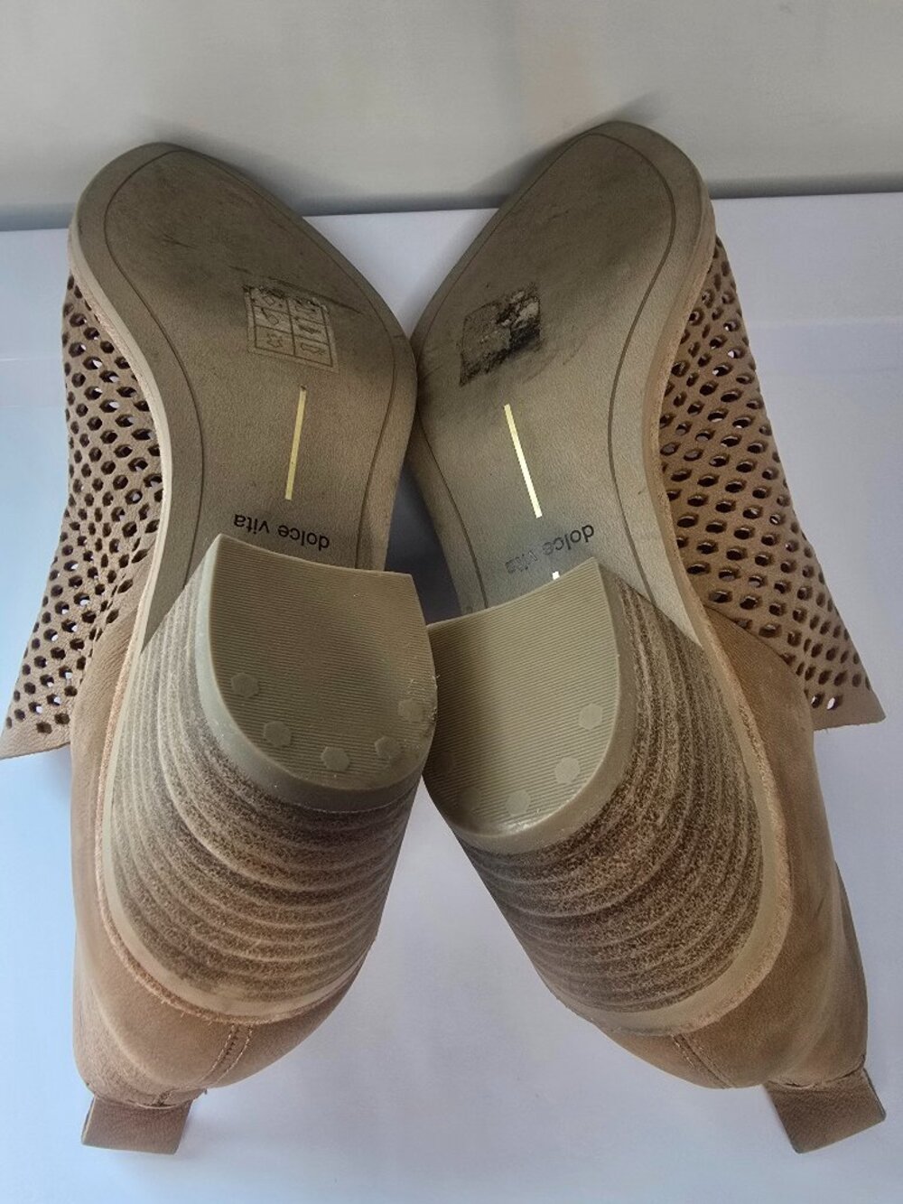 Dolce Vita Bianca Nubuck Perforated Tan Booties - Picture 4 of 7